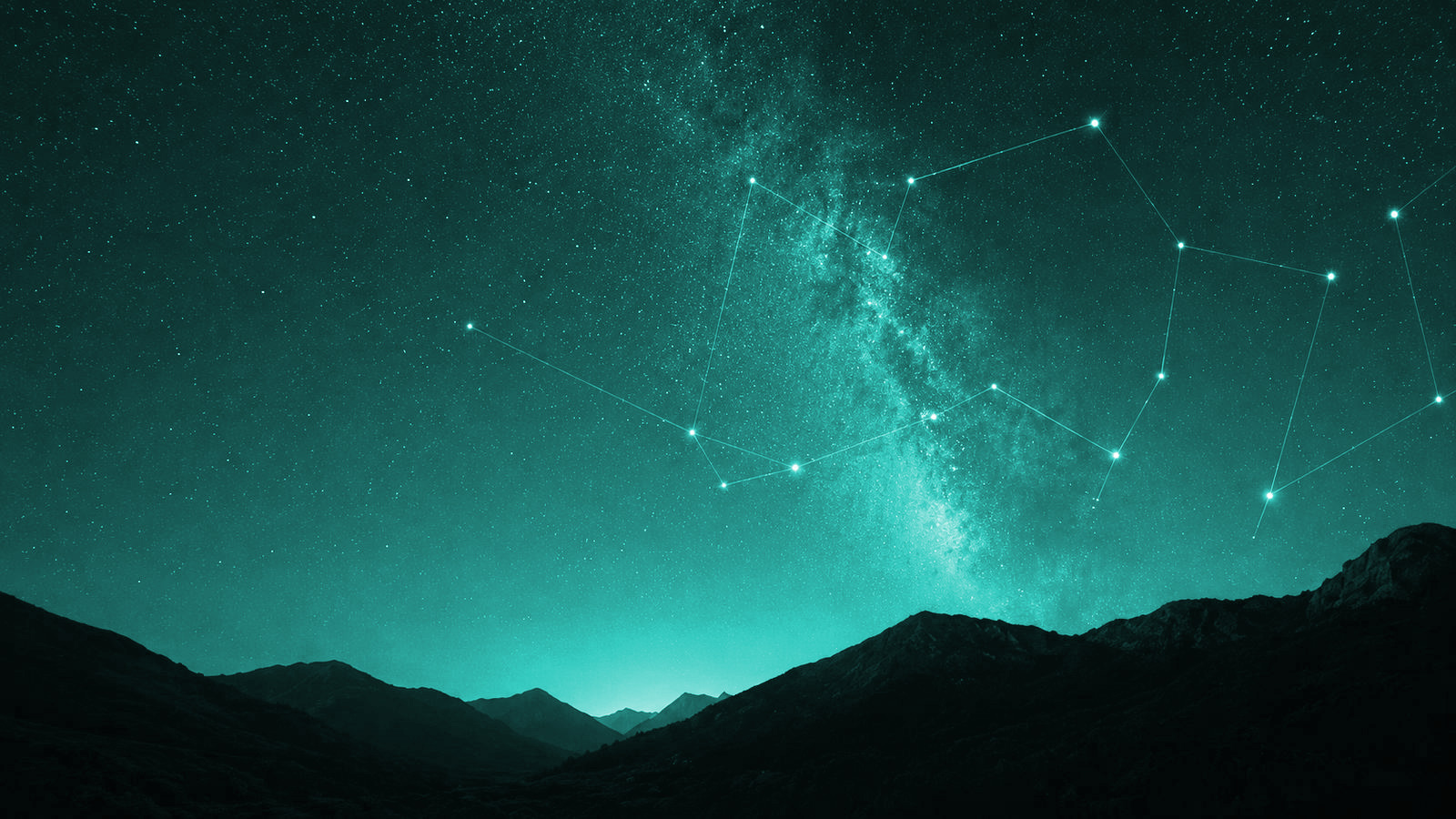 星空と山並み