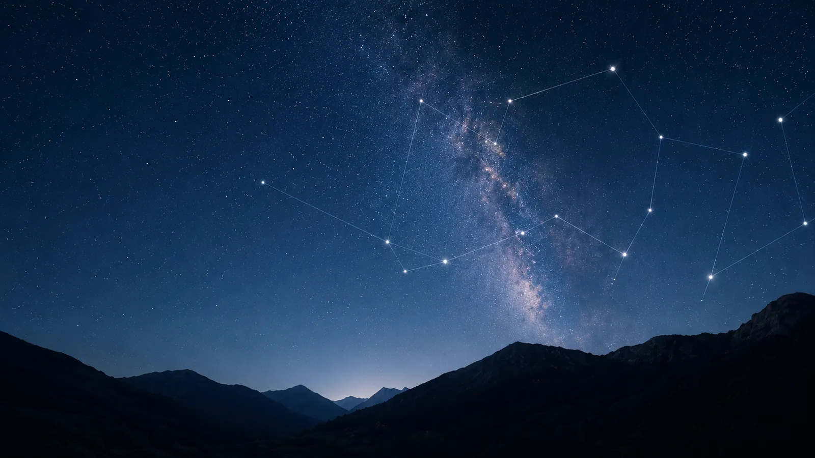 星空と山並み